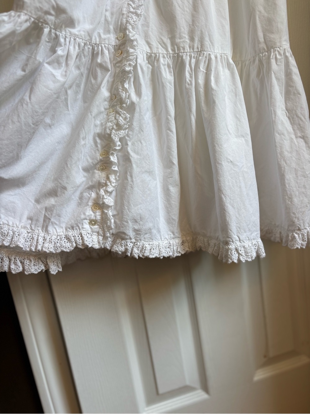 Doen White Ruffled Button-Front Midi Dress - Picture 9 of 11